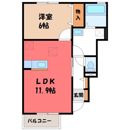 真岡駅 徒歩28分 1階の物件間取画像